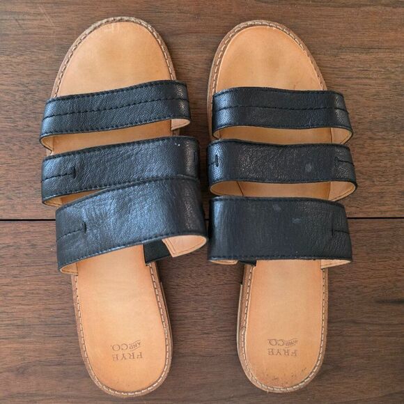 Frye & Co. Evie Women's 3 Band Slide Flat Sandals Sz 8.5 - Picture 1 of 3